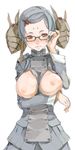  breasts copyright_request fakepucco glasses insect_girl large_breasts monster_girl short_hair solo 