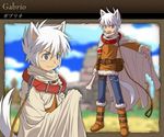  animal_ears belt blue_eyes bone boots cape collar dog_ears dog_tail gabrio leash male_focus non-web_source summon_night summon_night_swordcraft_story_2 tail white_hair 