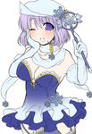  artist_request breasts elbow_gloves gloves large_breasts lavender_hair letty_whiterock snowflakes solo staff touhou 