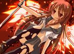  alastor_(shakugan_no_shana) jewelry kawai_kei_(artist) pendant red_hair shakugan_no_shana shana sword torn_clothes weapon 