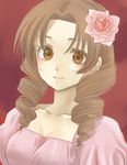 brown_eyes brown_hair copyright_request drill_hair flower lowres rose solo umishima_senbon 