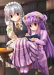  book izayoi_sakuya library maroppe multiple_girls patchouli_knowledge tea touhou voile 