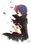  akatsuki_(naruto) akatsuki_uniform artist_request flower hair_flower hair_ornament konan lowres naruto_(series) naruto_shippuuden purple_hair red_eyes solo 