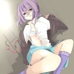  bra glasses kanikama lingerie nagato_yuki open_clothes open_shirt shirt solo suzumiya_haruhi_no_yuuutsu underwear 