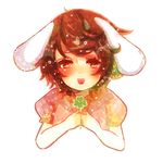  ame_tame animal_ears bad_id bad_pixiv_id brown_hair bunny_ears clover four-leaf_clover inaba_tewi open_mouth smile solo touhou 