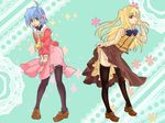  :p ayasaki_hayate cosplay crossdressing dress dress_lift hayate_no_gotoku! katsura_hinagiku katsura_hinagiku_(cosplay) maria_holic multiple_boys one_eye_closed otoko_no_ko school_uniform shidou_mariya skirt skirt_lift thighhighs tongue tongue_out xzonex 