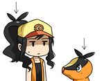  baseball_cap black_eyes black_hair bwhite_(pokemon) female_protagonist_(pokemon_b&amp;w) hat lowres pokabu pokemon pokemon_(game) pokemon_black_and_white pokemon_bw tepig touko_(pokemon) white_(pokemon) 