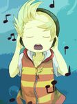  bad_id bad_pixiv_id blonde_hair child closed_eyes headphones listening_to_music lucas male_focus mother_(game) mother_3 musical_note quiff solo 