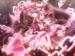  bat_wings blue_hair chain danmaku hat magic_circle non_(nobu) polearm red_eyes remilia_scarlet short_hair solo spear_the_gungnir touhou weapon wings 