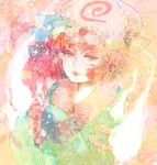  ame_tame bad_id bad_pixiv_id colorful frills ghost green_eyes hat lips pink_hair saigyouji_yuyuko short_hair solo touhou wide_sleeves 