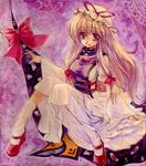  blonde_hair gap hat long_hair nyonsuke ribbon shikishi solo touhou yakumo_yukari 