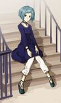  casual choker cross-laced_footwear dress halterneck highres persona persona_3 sitting sitting_on_stairs solo stairs usuke_(hcd) yamagishi_fuuka yayoitohka 