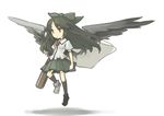  arm_cannon bad_id bad_pixiv_id black_hair bow cape face flying hair_bow minoa_(lastswallow) reiuji_utsuho solo touhou weapon wings 
