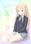  bad_id bad_pixiv_id black_eyes blonde_hair k-on! kotobuki_tsumugi long_hair school_uniform seiza sitting solo yonyontai 