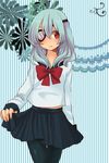  crossdress crossdressing eyepatch inazuma_eleven inazuma_eleven_(series) pantyhose sakuma_jirou school_uniform seifuku trap white_hair 