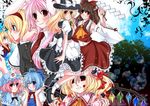  alice_margatroid animal_ears blazer blonde_hair blue_eyes blue_hair blush braid brown_eyes brown_hair bunny_ears cirno detached_sleeves doll flandre_scarlet hairband hakurei_reimu hat hinaco jacket kirisame_marisa long_hair multiple_girls necktie pink_hair purple_hair red_eyes reisen_udongein_inaba ribbon saigyouji_yuyuko shanghai_doll short_hair side_ponytail smile touhou wings witch_hat yellow_eyes 