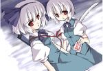  albino dual_persona konpaku_youmu konpaku_youmu_(ghost) multiple_girls red_eyes sakuraba_yuuki touhou white_hair 