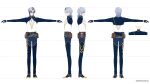  1boy artist_request belt gloves gradient_hair highres milan_kestrel monocle multicolored_hair multiple_views nijisanji official_art reference_sheet t-pose vial virtual_youtuber 