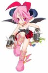  bat_wings flower gloves master_of_epic pink_eyes pink_hair pointy_ears solo suemitsu_dicca wings 