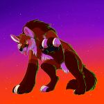 2022 akamai_(maligaytor) ambiguous_gender anthro black_claws black_nose black_pawpads brown_body brown_fur canid canine canis cel_shading cheek_tuft claws digital_drawing_(artwork) digital_media_(artwork) digitigrade facial_tuft finger_claws full-length_portrait fur gradient_background gradient_eyes grey_claws handpaw hi_res hindpaw hunched_over hybrid jackal male_(lore) maligaytor mammal maned_wolf open_mouth pawpads paws pink_claws pink_eyes pink_tongue portrait semi-anthro shaded simple_background snarling snout solo tail tan_body tan_fur teeth toe_claws tongue tongue_out tuft were werecanid werecanine yellow_eyes