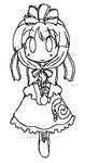  animated animated_gif easytoon front_ponytail gothic_lolita greyscale hair_ribbon kagiyama_hina lolita_fashion monochrome ribbon solo spinning touhou 