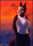 anthro big_breasts black_body black_fur black_hair bone breasts canid canine darkito420 digital_media_(artwork) female fur hair looking_at_viewer malo mammal monster scp-1471 scp-1471-a scp_foundation skull skull_head solo tail text