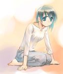  blue_eyes blue_hair ikeda_jun_(mizutamari) original short_hair simple_background solo 