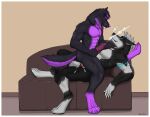 anal anal_penetration anthro bodily_fluids canid canine canis collar cum cum_in_ass cum_inside cumshot dominant dominant_male duo ejaculating_on_self ejaculating_while_penetrated ejaculation ejaculation_while_penetrated elbestia fur furniture genital_fluids knot leash leash_pull leashed_collar lying male male/male mammal multicolored_body multicolored_fur nightshade_w0lf on_back penetration power_bottom sex slightly_muscular sofa wolf