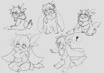 2021 3_toes 4_fingers anthro ashley_(shaymin) bow_ribbon exclamation_point feet fingers furyraptor23 generation_4_pokemon hi_res legendary_pokemon looking_at_viewer male multiple_poses neck_tuft nintendo paws pokemon pokemon_(species) pose shaymin sketch sketch_page sky_forme_shaymin solo speech_bubble toes tuft young