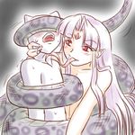  1girl 2ch lamia lowres monar monster_girl scales snake_bondage supon tongue 