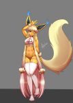 2023 absurd_res alternate_species anthro blue_eyes caution_sign clothing clothing_pull danger_hot digital_media_(artwork) eeveelution female flareon fluffy fluffy_tail fur generation_1_pokemon hair hi_res long_hair long_socks mia_shirahime_(character) miashirahime multicolored_hair nintendo orange_body orange_fur panties panty_pull pink_hair pokemon pokemon_(species) smile solo tail underwear underwear_pull winking_eye