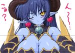  artist_request astaroth_(shinrabanshou) blue_skin breasts cleavage large_breasts oekaki shinrabanshou solo 