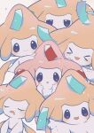  &gt;_&lt; :d absurdres closed_eyes closed_mouth commentary_request drooling highres jirachi looking_at_viewer mouth_drool no_humans open_mouth pokemon pokemon_(creature) shiramizore_(rate1026) sleeping smile white_background 