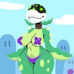 arm_spikes big_breasts breasts clothing elemental_creature emmet_twunks female flora_fauna front_view hi_res mario_bros nintendo pasties piranha_plant plant smile solo spikes spikes_(anatomy) thick_thighs thong underwear venus_the_piranha_plant