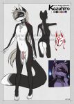 accelo animal_mask anthro black_body black_fur blue_eyes butt canid canine chain collar fox fox_mask fox_spirit fur genitals girly grey_markings hair hi_res long_hair looking_at_viewer male mammal markings mask penis pink_eyes ponytail solo