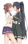  2girls blush brown_hair character_request commentary_request hand_on_another&#039;s_neck highres long_hair medium_hair motsutoko multiple_girls parted_lips toji_no_miko very_long_hair yuri 