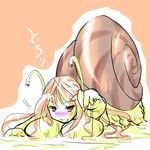  antennae artist_request blush breast_press breasts copyright_request huge_breasts monster_girl sketch slime smile snail snail_girl solo 