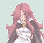  blue_background breasts cape character_name face hair_over_one_eye kirche_augusta_frederica_von_anhalt_zerbst large_breasts nogoodlife pentacle pink_hair zero_no_tsukaima 