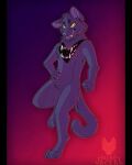 2020 ambiguous_gender anthro blue_body blue_fur blue_inner_ear blue_nose blue_tongue bluey_(maligaytor) cel_shading cheek_tuft claws digital_drawing_(artwork) digital_media_(artwork) digitigrade domestic_cat facial_tuft fangs featureless_crotch felid feline felis finger_claws fist full-length_portrait fur gradient_background hand_on_hip hand_on_own_hip head_tuft hi_res kerchief kerchief_only looking_at_viewer maligaytor mammal mostly_nude narrowed_eyes neckerchief neckerchief_only on_one_leg paws pillarbox portrait shaded simple_background solo standing tail teeth tongue tongue_out tuft watermark whiskers white_claws yellow_eyes