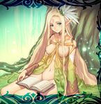  blonde_hair blue_eyes blush book breasts elf eternal_forest's_chanting forest jpeg_artifacts large_breasts long_hair nature nipples no_panties nude nude_filter pointy_ears shining_(series) shining_wind solo tanaka_takayuki third-party_edit 