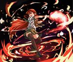  action alastor_(shakugan_no_shana) bad_id bad_pixiv_id battle bow fire jewelry legs niko_(tama) pendant red_eyes red_hair school_uniform serafuku shakugan_no_shana shana shoes skirt sword thighhighs weapon zettai_ryouiki 