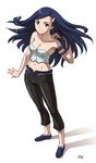 bare_shoulders blue_hair bustier green_eyes itou_yuuji lingerie long_hair midriff my-otome natsuki_kruger solo underwear 