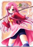  artist_request bike_shorts bokken hayate_no_gotoku! highres katsura_hinagiku long_hair pink_hair school_uniform solo sword thighhighs weapon wooden_sword yellow_eyes 