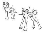2020 ambiguous_gender black_and_white canid canine digital_drawing_(artwork) digital_media_(artwork) digitigrade dot_eyes duo feral fur hi_res holding_another humor maligaytor mammal maned_wolf monochrome mostly_offscreen_character narrowed_eyes pawpads paws sequence simple_background size_difference sketch snout sound_effects tail white_background