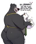 anthro apron apron_only baloo bear big_butt butt chubby_anthro chubby_male clothing cooking disney food fur haps hi_res male mammal pancake short_tail solo tail the_jungle_book