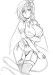  breasts cleavage final_fantasy final_fantasy_iv greyscale hips large_breasts lingerie monochrome nipple_slip nipples panties rydia side-tie_panties sketch solo thighhighs underwear whip yasakani_an 