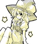  kirisame_marisa looking_at_viewer monochrome solo touhou touya_(the-moon) yellow 