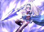  alicia_(valkyrie_profile_2) blonde_hair blue_eyes boots hairband kouno_hikaru long_hair nibelung_valesti overskirt panties polearm puffy_sleeves skirt solo spear standing thigh_boots thighhighs underwear valkyrie_profile valkyrie_profile_2 weapon white_panties 