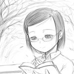  book copyright_request glasses greyscale monochrome reading sketch solo takehito 