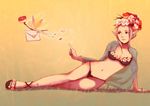  bad_id bad_pixiv_id bra breasts envelope fairy flower large_breasts letter lingerie mail morifumi original panties pointy_ears solo underwear underwear_only 